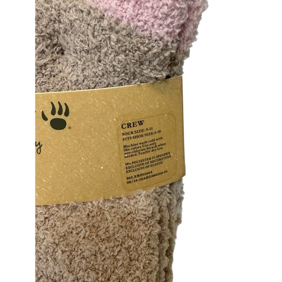 BEARPAW Women's Size 9-11 Super Soft Cozy Crew Socks Pink Multicolor 4 Pair - Picture 3 of 4